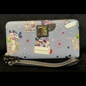 Dooney Bourke Disney Hipster Mickey and Minnie all around the park Wristlet